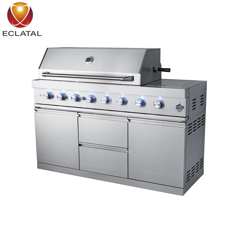 Outdoor Garden High End Stainless Steel 7 Burners Gas Grill Barbecue Grill Machine BBQ