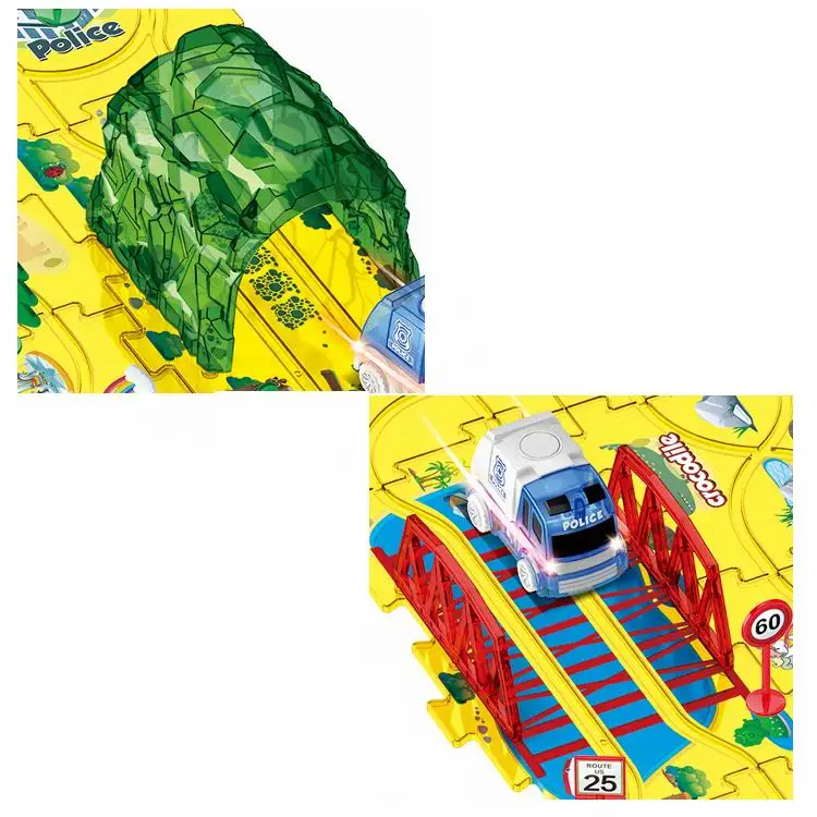 Popular electric jigsaw track police cars with lights