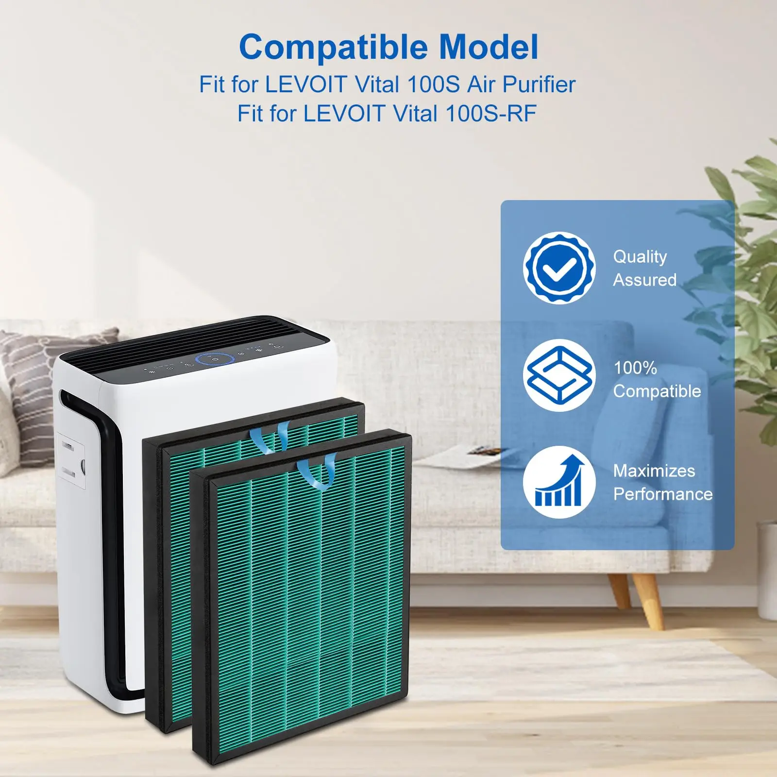Совместим с LEVOIT Smart WiFi жизненно важным 100S Puri-Fier 3-в-1 H13 HEPA и высокоэффективным фильтром активированным углем
