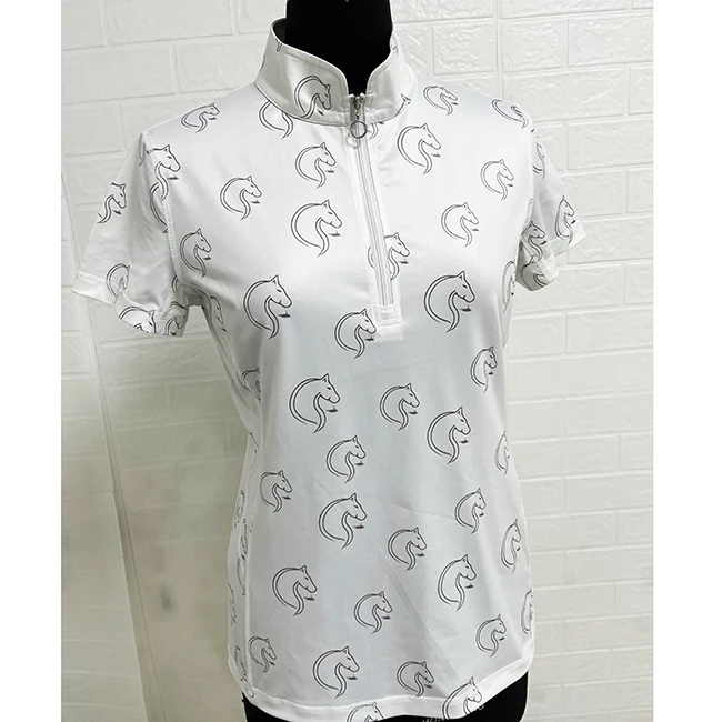 Polyester Elastane Digital Printing Equestrian Short Sleeve Shirt Horse Riding Short Sleeve Shirt