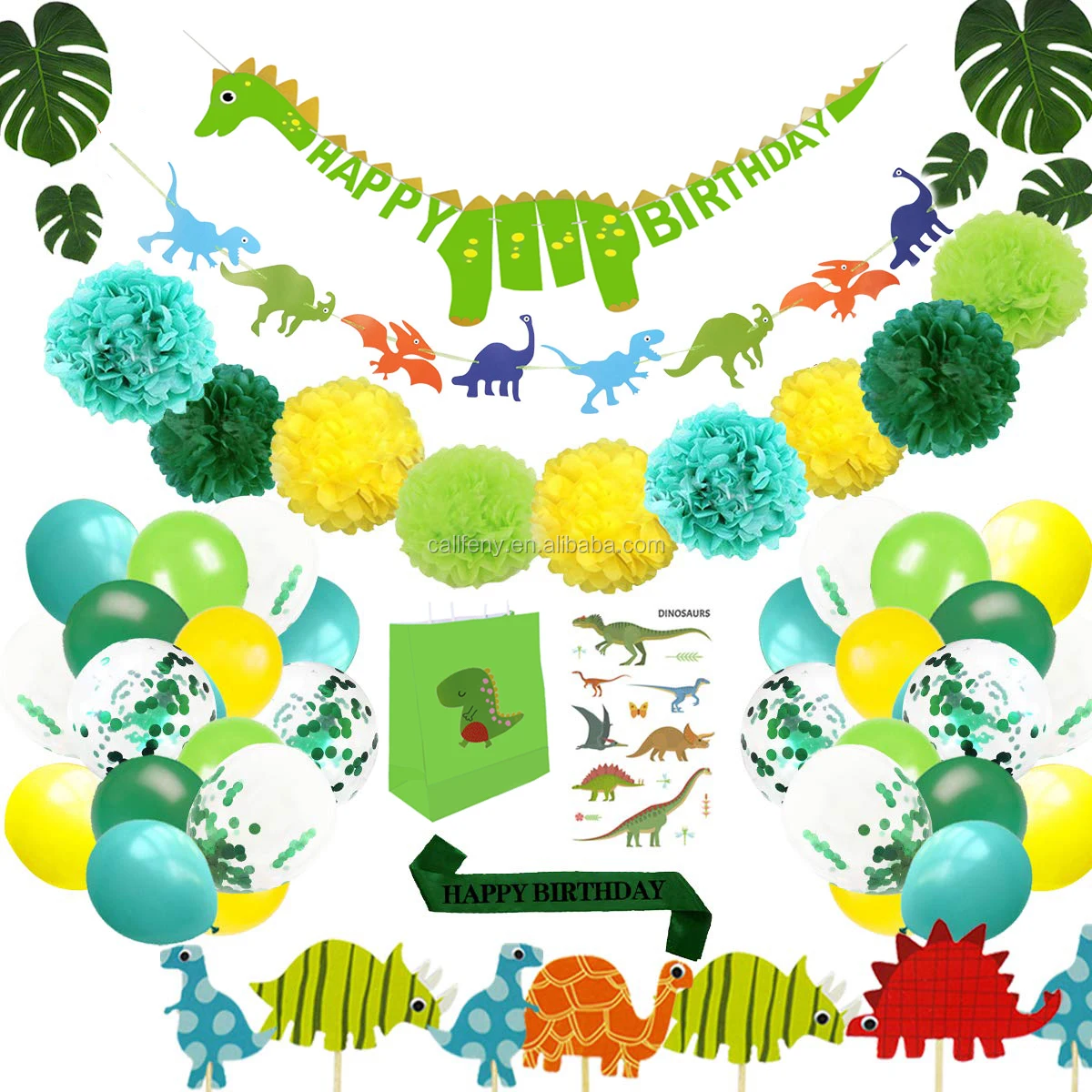 Новый дизайн, товары для вечеринок с динозавром для мальчиков, баннер на день рождения, гирлянда, Сумка с помпоном, для детского дня рождения