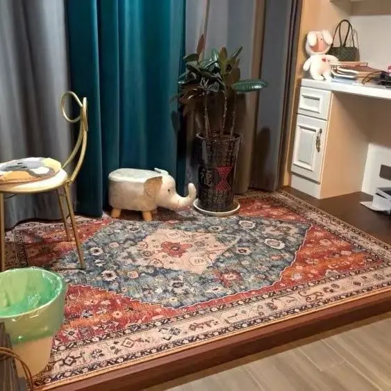Plush Texture Light Luxury Carpet Moroccan American Style Living Room Carpet Ethnic Style Sofa Bedroom Bedside Blanket