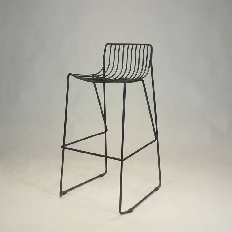 Modern Restaurant Coffee Shop Outdoor Black Metal Leg stools bar chairs