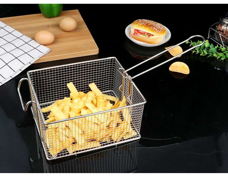 Food Grade 304 Cooking Kitchen Taco Stainless Steel Basket French Fry Air Fryer Non-Stick Fry Basket