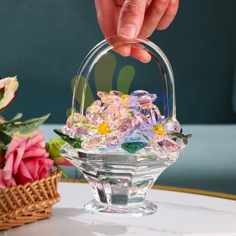 Crystal flower basket High appearance level flower Box Flower bouquet Birthday gift Net Red Pink girl heart ornament