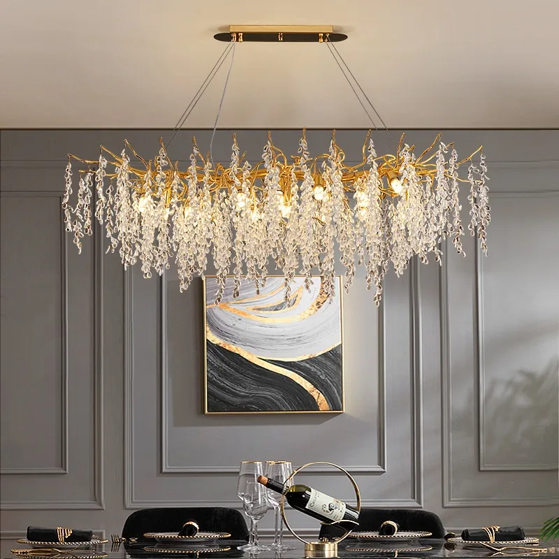French light luxury chandelier dining room living room bedroom villa model room aluminum water drop chandelier