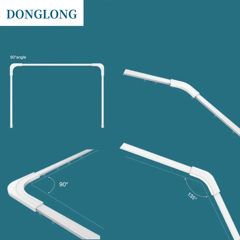 Curtain Track Set for Corner Windows 90/135 Degree Slide Curtain Rail Electric for Living Room ARC Design for Comfortable Use