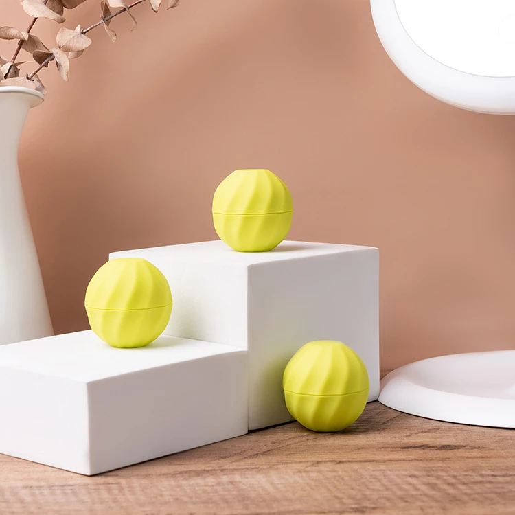 Colorful 7g 7ml matte silicone lip balm sphere container screw cap / cute lip stick tube / plastic chapstick holder ball shape
