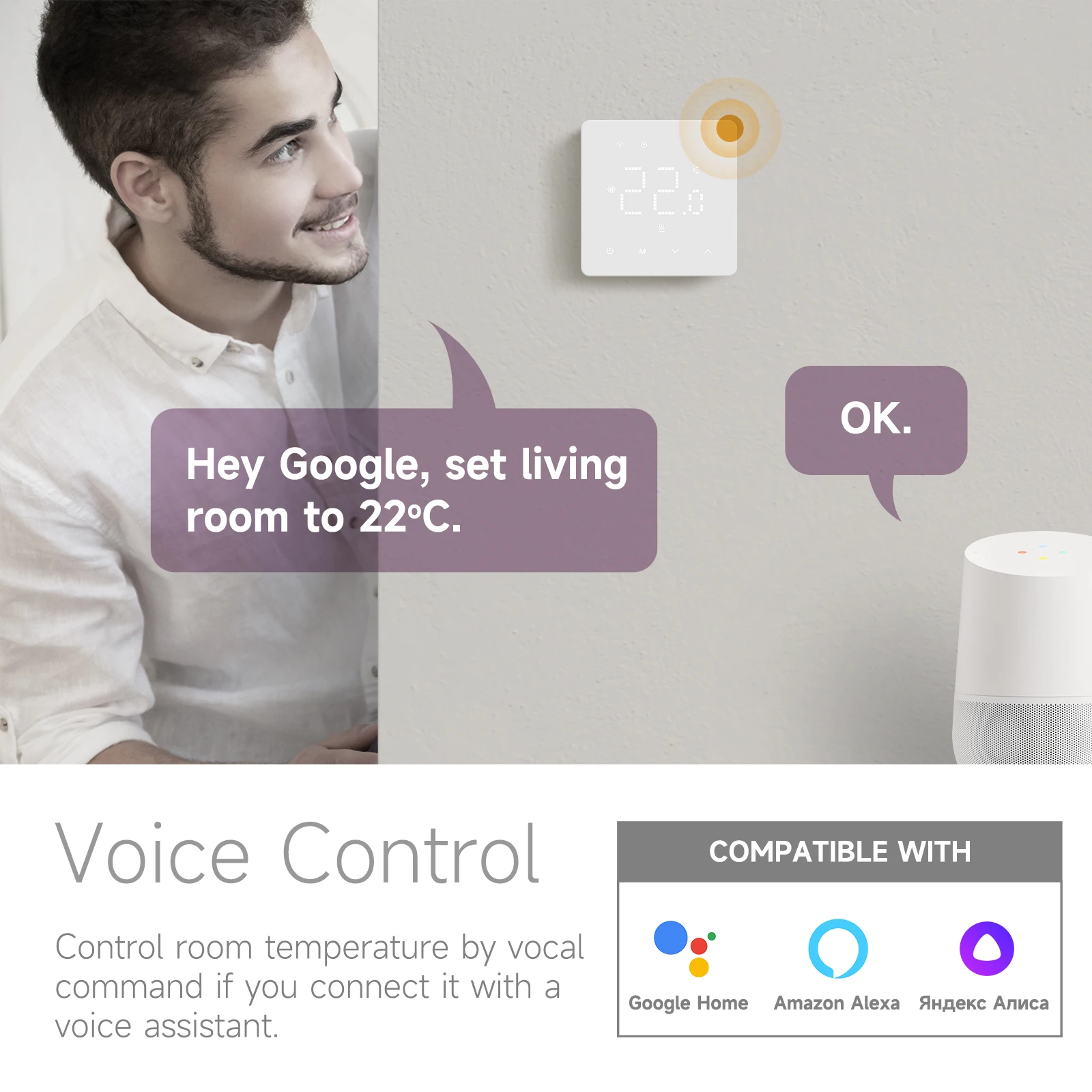 3A water underfloor heating thermostat work with Tuya App control for Android and IOS system
