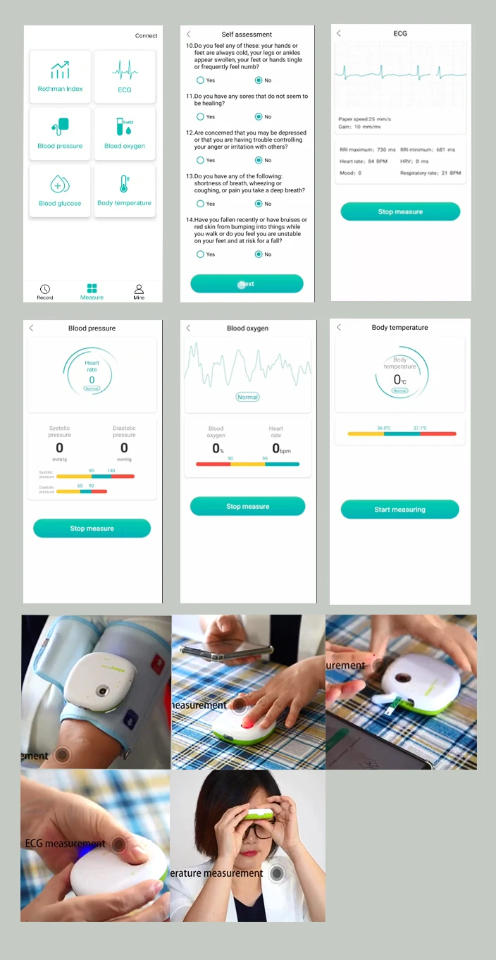 
CE Approved Portable 6 in 1 multifunction bp machine digital thermometer pulse oximeter for home care 