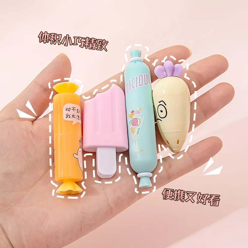 2022 New Product Cute Ice Cream Highlighter Kawaii Cartoon Candy Color Carrot Sweets Marker Pens Mini Highlighters Set for Kids
