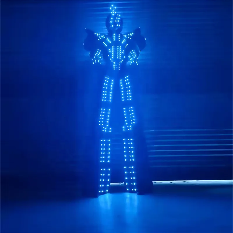 Full Color Laser Glove Glasses Led Robot Costume Adult Party Robot Led Suits Stilt Robot With Co2 Led Cannon Gun