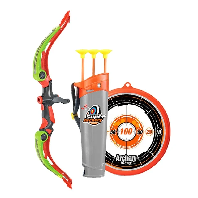 Outdoor Sports Game Bow & Arrow Light Up Archery Toy Set For Kids 6 - 12 Years With Suction Cup Arrow 3 Pcs