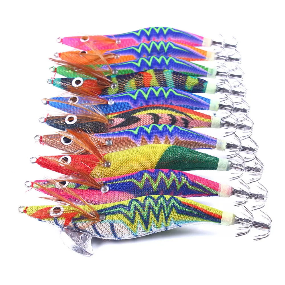 JIGGINGSOUL-RTS501-Squid lure wooden Shrimp Baits  2.5 # 3.0 # EGI Squid Hook jig Cuttlefish jig deep sea octopus lure Saltwater