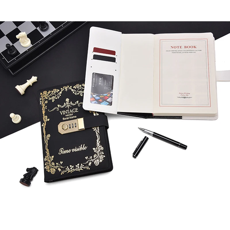 PU Leather Diary Non Perforated Notebook Custom Notebook Cute Students School Supplies Office Traveler Journals