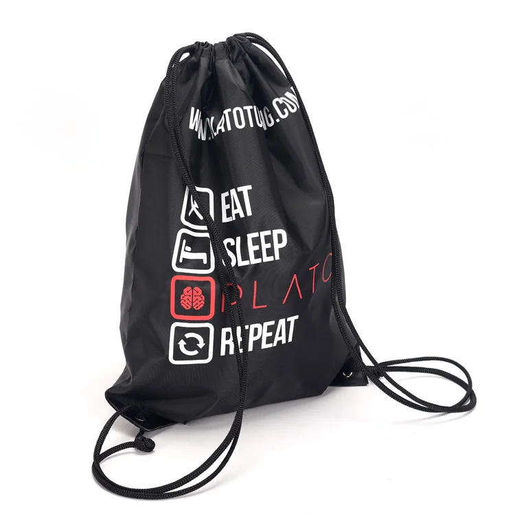 Promotional  High Quality Custom 210D Polyester Drawstring Backpack, Sport Polyester Drawstring Bag