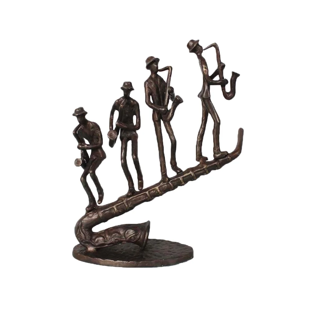 Vintage abstract famous metal art bronze saxophone musician sculptures