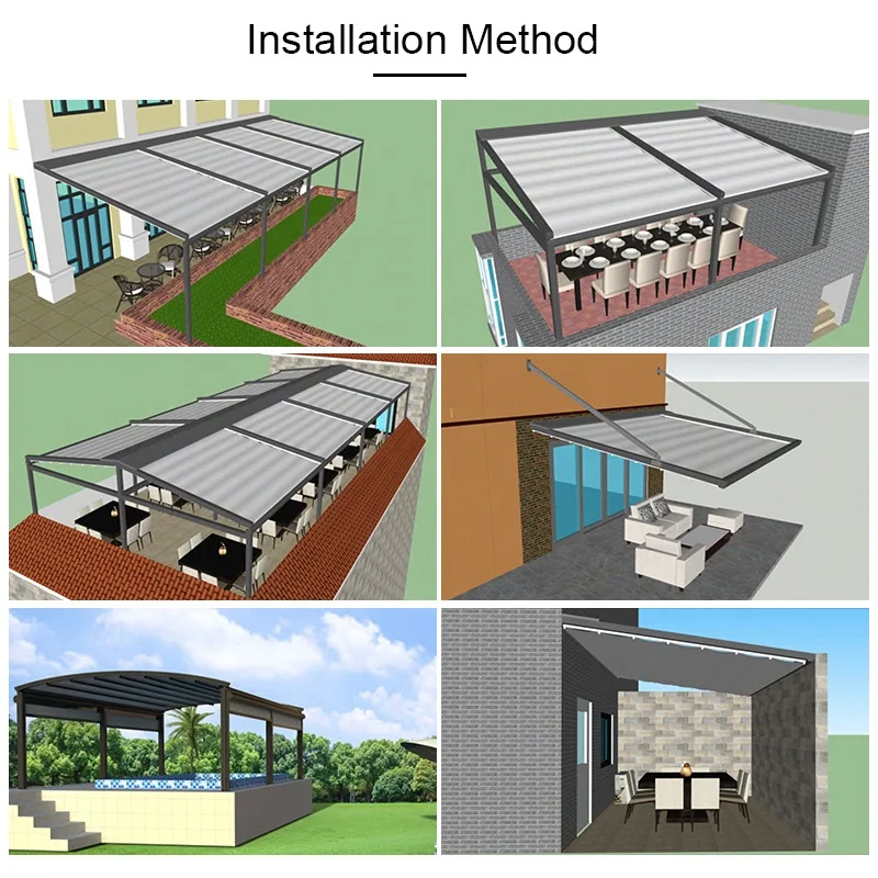 QINGYING outdoor roof 4 post free standing square tube pergola