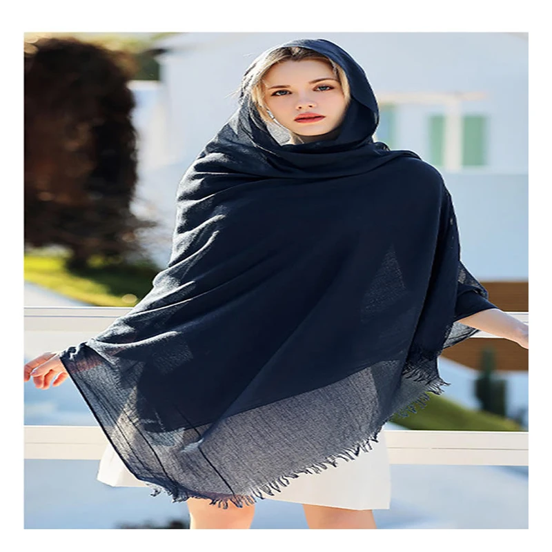 Заводской головной шарф для женщин Шелковый вискозный хлопковый хиджаб плиссированный хиджаб льняной мусульманский шарф женский хиджаб