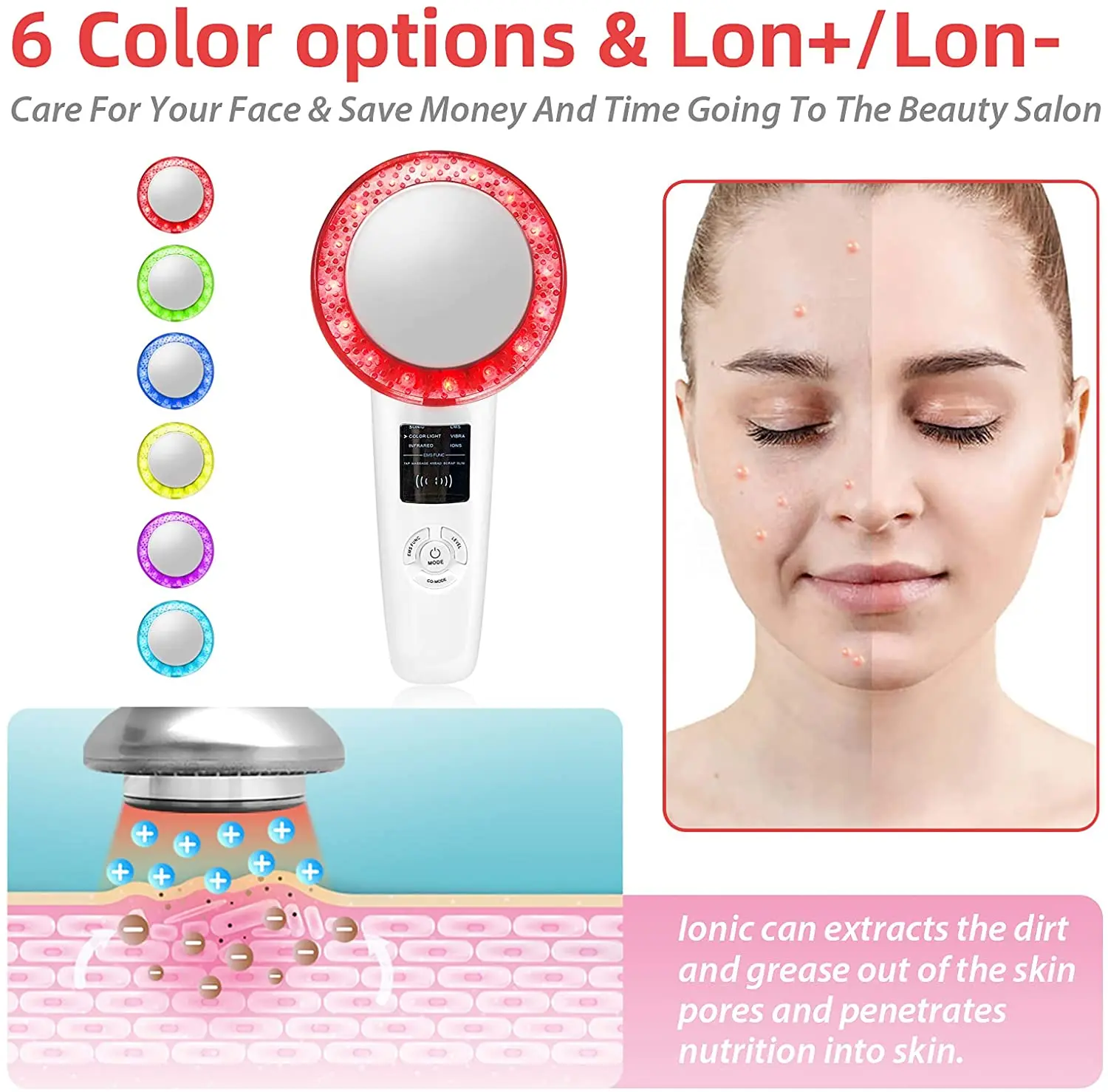 Устройство для ухода за кожей 6 в 1, ультразвуковой инфракрасный прибор для удаления жира, EMS массажер для коррекции фигуры, для похудения, потери веса