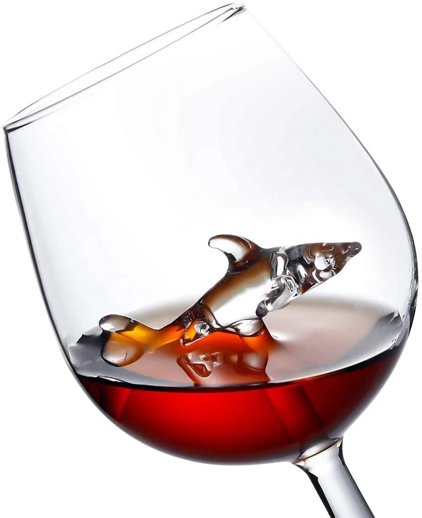 300 ML Wine Glasses with Shark Inside, Unique Wine Glasses for Gifts