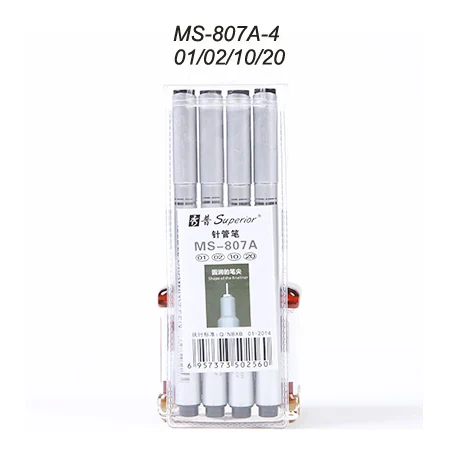 Superior Sliver Appearance Finliner Drawing Pen MS-807A 4pcs/8pcs/10pcs Set With Waterproof Pigment Ink