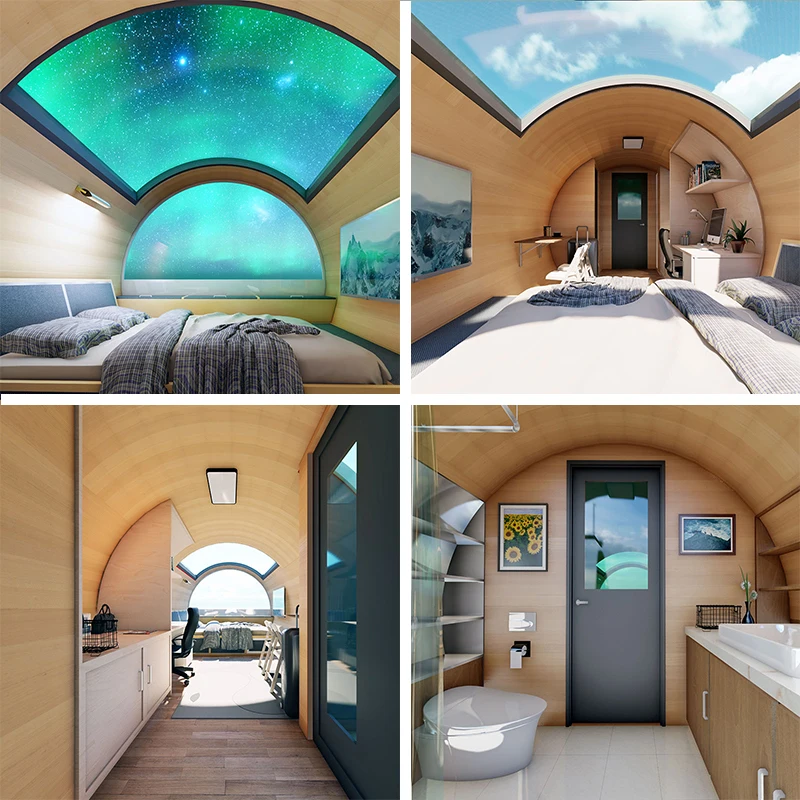 luxury mobile capsule house commercial space container space capsule  themed bounce house with clear wondows