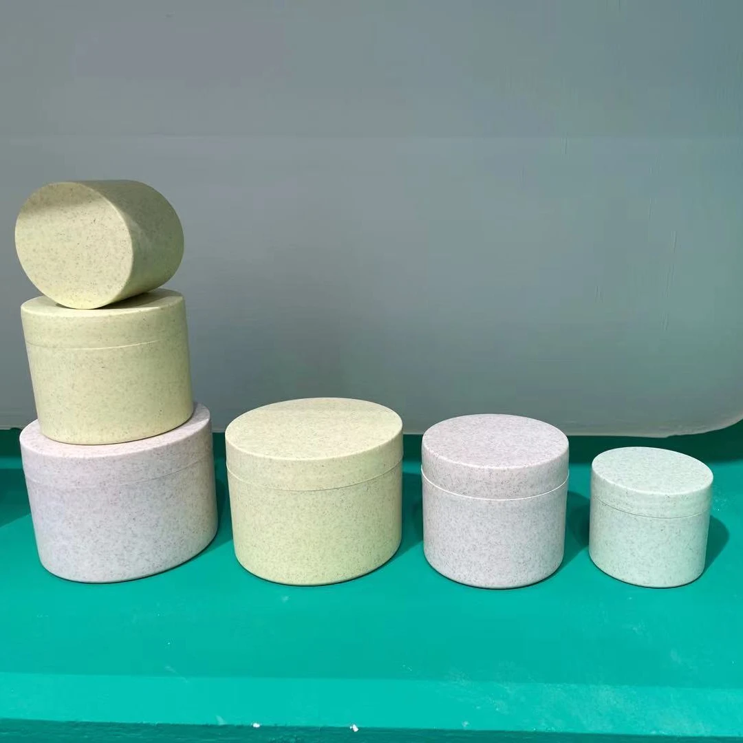 Eco friendly wheat straw pla cosmetic biodegradaging jar 1oz 2oz 4oz plastic face cream jar cream jar body lotion containers