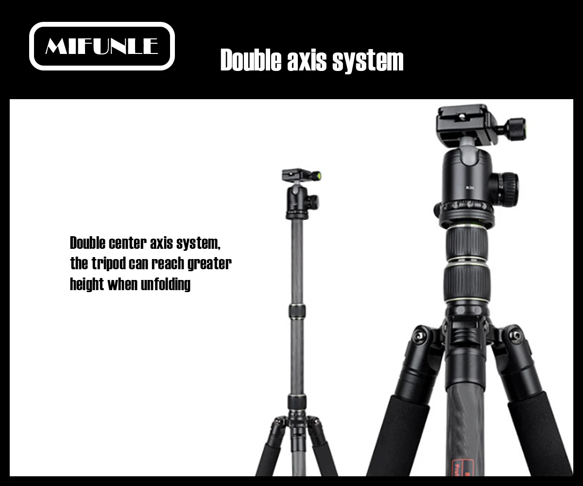 Подходит для всех цифровых камер, Профессиональный Телескопический штатив из углеродного волокна с быстроразъемной пластиной и шаровой головкой