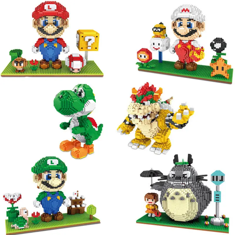 New Arrival Cartoon Collection Game Assembled Marioed Diamond Bricks Figures Super Bros Miner Totoro Mini Building Blocks Toys