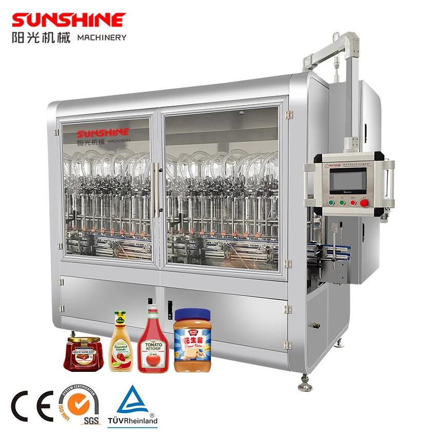 100-1000ml High speed full automatic piston filler food salad soy sauce ketchup liquid bottle filler filling machine