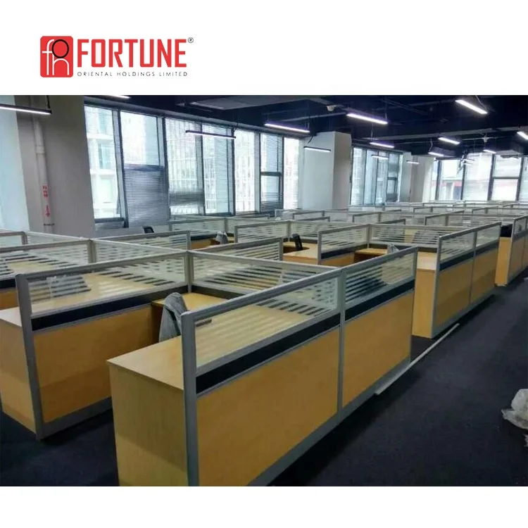 Голубая Рабочая рабочая станция, Офисная прозрачная стеклянная офисная перегородка