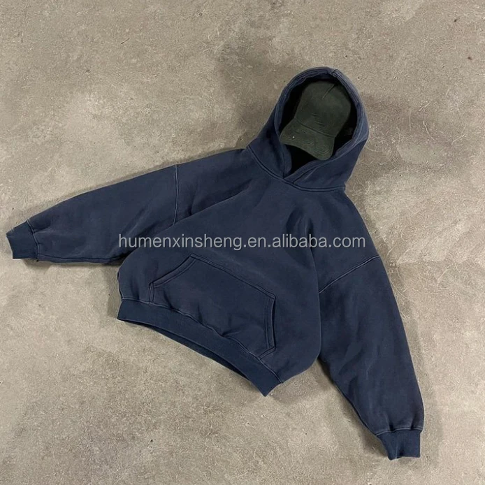 High quality custom blank mens heavy 100% cotton stone acid wash pullover sweatshirt essentials boxy cropped hoodies man