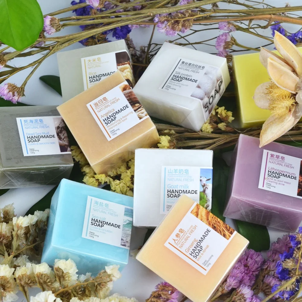Wholesale 100g Private Label Natural Organic Fresh Toilet Bath Soap Bar Hand Made Soap Deep Cleaning Whitening Handmade Soap