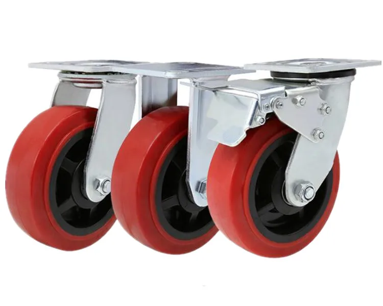 Heavy Duty 100mm 125mm 150mm 200mm 4 inch 5 inch 6 inch 8 inch pu pvc black plastic core caster wheel castor