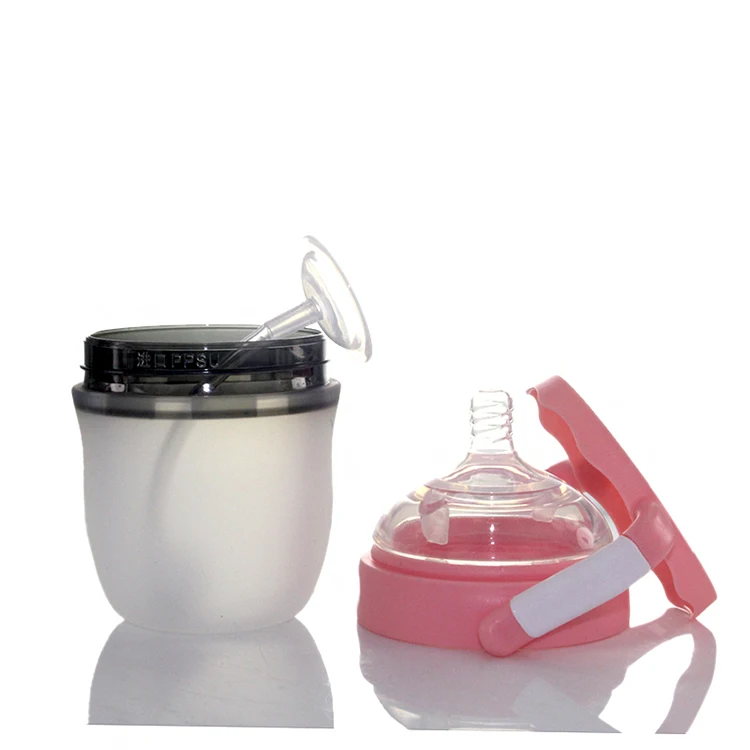 Bpa Free Explosion-Proof  Anti-Scalding Newborn Wide Neck Silicone Baby Bottle