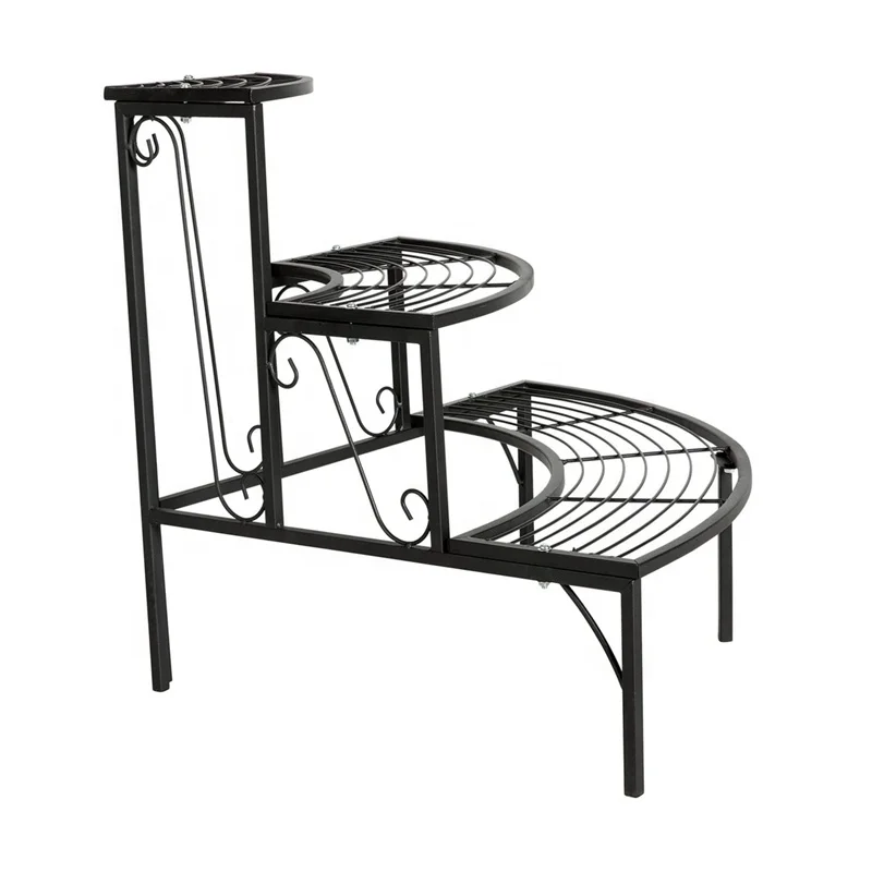 Home Garden Use Decoration Modern 3 Tier Plant Rack, Metal Flower Pot Display Stand