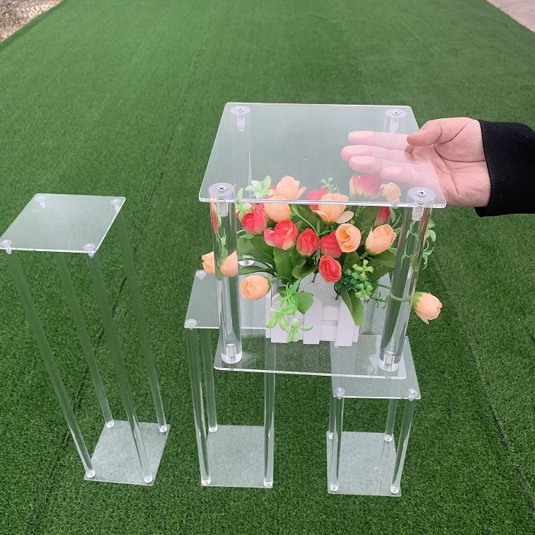 New Style Clear Acrylic Display Stand Wedding Columns Tall Flower Stand Floral Centerpiece Table For Wedding