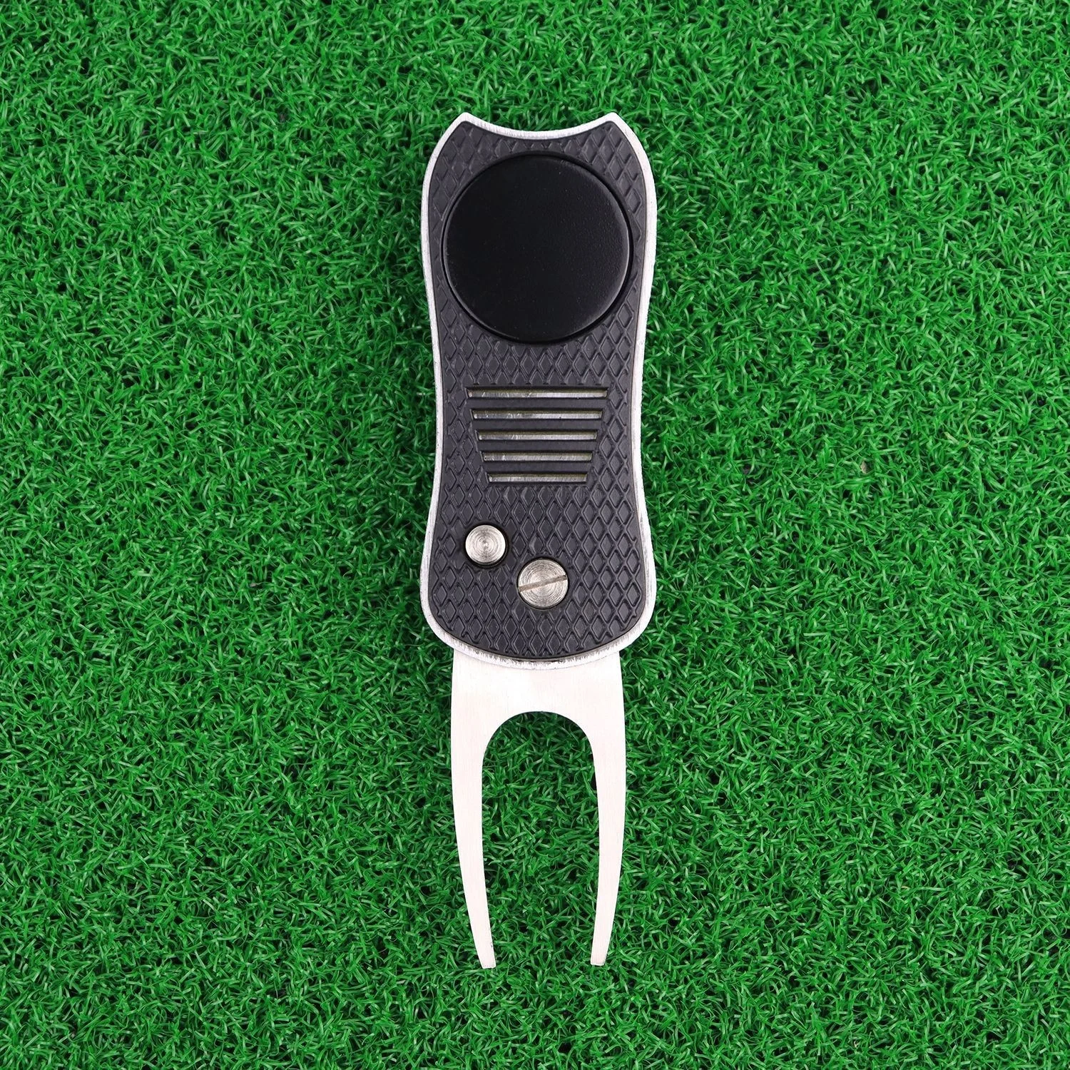 Wholesale Divot Repair Tool Metal Handle Mark Tool Retractable Switch Blade with Removable Ball Markers Blank Custom Logo