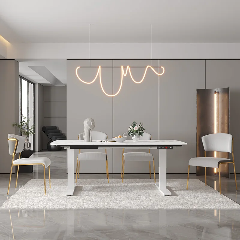 Electric Dual Motor Adjustable Table Customized Automatic Home Luxury White Tables Height Adjustable Desk