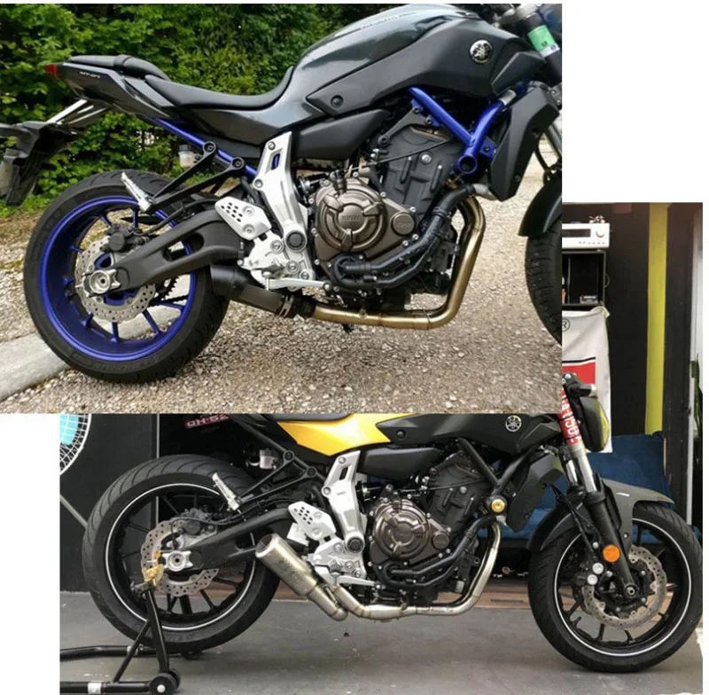 MT07 спереди выхлопной трубы мотоцикл выхлопной изменение передняя Труба скольжения на глушитель выхлопных газов для MT-07 FZ-07 MT07 XSR700 2014-2019