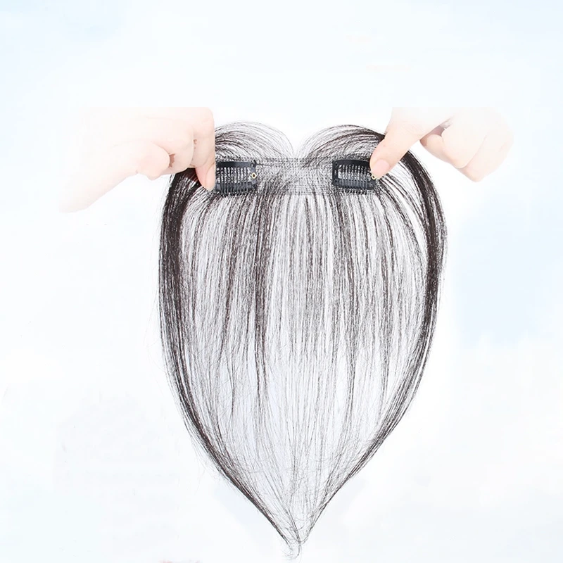 Hot Selling Pretty Human Hair Toupee Clip in Invisible Front Hair 3D Air Bangs Fringe for Hair Extension