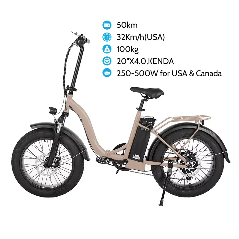 20 Inch 500w Folding Fat Tire Electric Bicycle Lithium Battery Ce 48V Magnesium Alloy ebike
