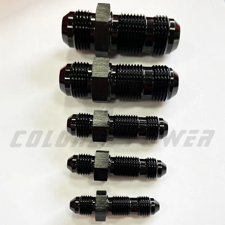 Aluminum Alloy Black AN3 3an Straight Male Adapter AN Bulkhead Fittings