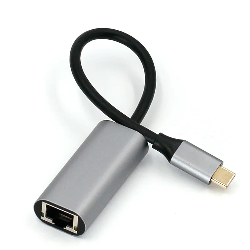 The source manufacturer can customize the gray Gigabit single-turn notebook network card TYpe-c to Ethernet wifi adapter