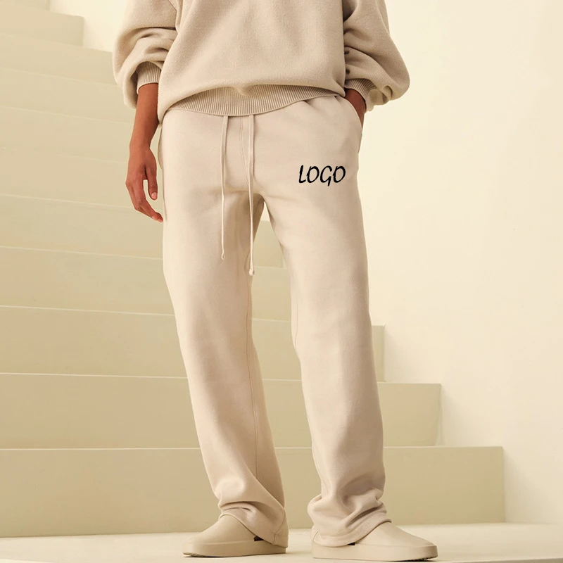 Heavyweight Jogging Pants Men Baggy Trousers OEM Custom Logo Printed Mens Cotton Fleece Sweatpants