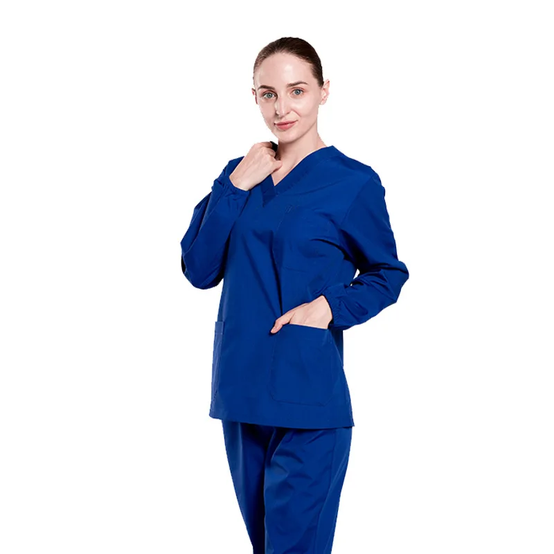Unisex Hospital Clinic Clothing Customized Logo Uniform Sets Green Scrubs Elastic Breathable Cotton Polyester