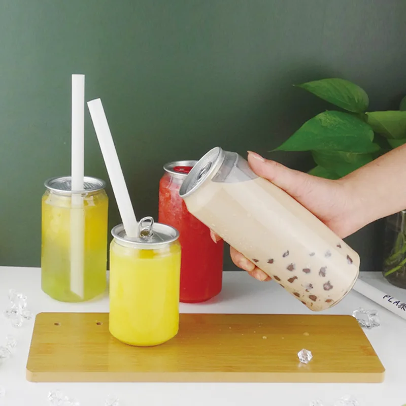 Wholesale Plastic Cans With custom Logo Bubble Tea Cake Soda Pet Cans Plastic Bottles With Easy Open Lids
