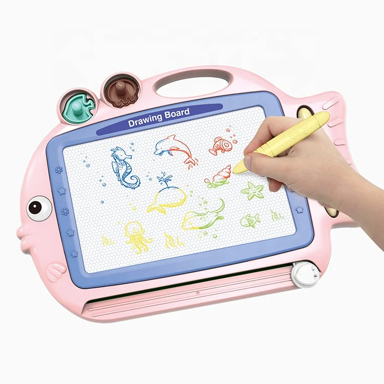 
Educational Pattern Stamp Fish Shape Learning Writing Magnetic Drawing Board Toy For Children 