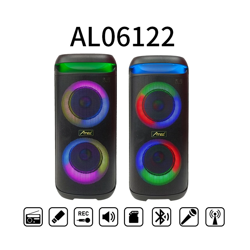 wholesale Bluetooth speaker  Dual 6.5'inch   with 6 effects of LED light colorful circle light/TWS/AUX